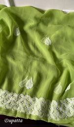 将图像加载到图库查看器中, Women's Lucknowi Handcrafted Faux-Georgette Chikankari Suit Material - HONC0263422