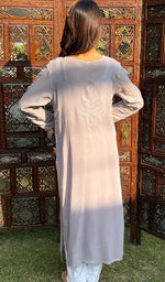 Load image into Gallery viewer, Women's Lakhnavi Handcrafted Viscose Georgette Chikankari Kurti - HONC02078420