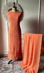 将图像加载到图库查看器中, Women's Lakhnavi Handcrafted Viscose Georgette Chikankari Full Suit Material - HONC0299912