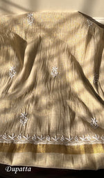 将图像加载到图库查看器中, Women's Lakhnavi Handcrafted Tissue Chanderi Unstitched Kurta And Dupatta Set - HONC0284690