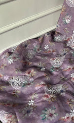 将图像加载到图库查看器中, Disha Women's Lakhnavi Handcrafted Organza Chikankari Unstitched Kurti Fabric - HONC0332151