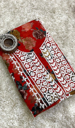 Load image into Gallery viewer, Women's Lakhnavi Handcrafted Cotton Chikankari Unstitched Kurti Fabric - HONC0180630