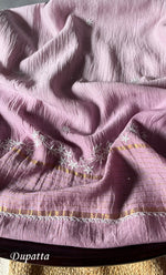 Load image into Gallery viewer, Izna Women's Lakhnavi Handcrafted Mul Chanderi Semi - Stitched Anarkali And Dupatta Set - HONC0302870