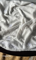 将图像加载到图库查看器中, Women's Lakhnavi Handcrafted Pure Silk Georgette Chikankari Kurta And Dupatta Set- HONC0294501