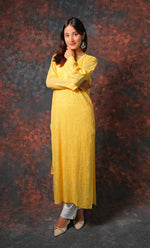 Load image into Gallery viewer, Yusra Women's Lakhnavi Handcrafted Viscose Georgette Chikankari Kurti- HONC0327255