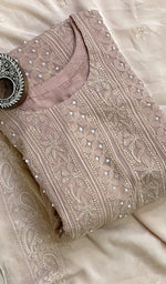 Load image into Gallery viewer, Women's Lucknowi Handcrafted Viscose Georgette Chikankari Anarkali With Dupatta Set - HONC078525