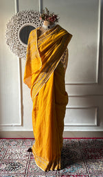 Load image into Gallery viewer, Women's Lakhnavi Handcrafted Chanderi Silk Chikankari Saree - HONC0350399