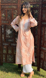 Load image into Gallery viewer, Zoha Women's Lucknowi Handcrafted Cotton Chikankari Kurti - HONC0234312