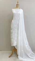 将图像加载到图库查看器中, Women's Lakhnavi Handcrafted Muslin Chikankari Kurta And Dupatta Set -  HONC0202596