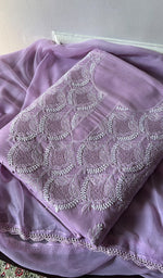 将图像加载到图库查看器中, Women's Lakhnavi Handcrafted Cotton Unstitched Chikankari Suit Material - HONC0374499