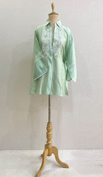 将图像加载到图库查看器中, Fiza Women's Lakhnavi Handcrafted Chanderi Silk Semi- Stiched Chikankari Top - HONC0192130