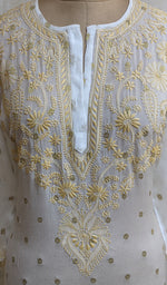 将图像加载到图库查看器中, Women's Lakhnavi Handcrafted Pure Chiffon Chikankari Kurti - NC0902