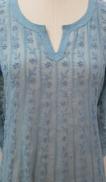Load image into Gallery viewer, Women's Lakhnavi Handcrafted Faux-Georgette Chikankari  Anarkali Dress - HONC040036