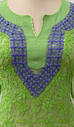 Load image into Gallery viewer, Women's Lucknowi Handcrafted Green Faux-Georgette Chikankari Kurti - NC065828