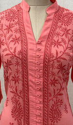 Load image into Gallery viewer, Women's Lakhnavi Handcrafted Pink Cotton Chikankari Kurti - NC068832