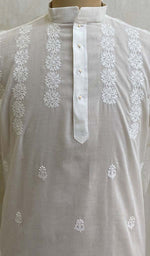 Load image into Gallery viewer, Men's Lucknowi Handcrafted Cotton Chikankari Kurta - HONC0427
