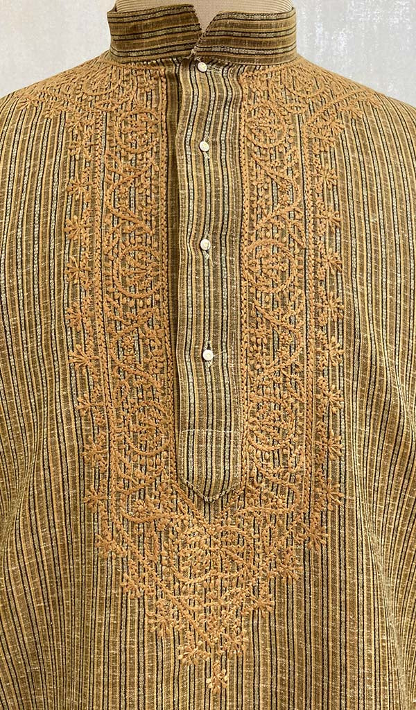 Men's Lucknowi Handcrafted Cotton Chikankari Kurta - HONC0433