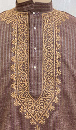 Load image into Gallery viewer, Men's Lucknowi Handcrafted Cotton Chikankari Kurta - HONC0437