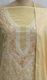 Load image into Gallery viewer, Women's Lakhnavi Handcrafted Cotton Chikankari Suit Material- HONC05694