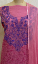 Load image into Gallery viewer, Women's Lucknowi Handcrafted Cotton Chikankari Suit Material- HONC05703