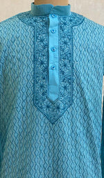Load image into Gallery viewer, Men's Lucknowi Handcrafted Cotton Chikankari Kurta - HONC011493