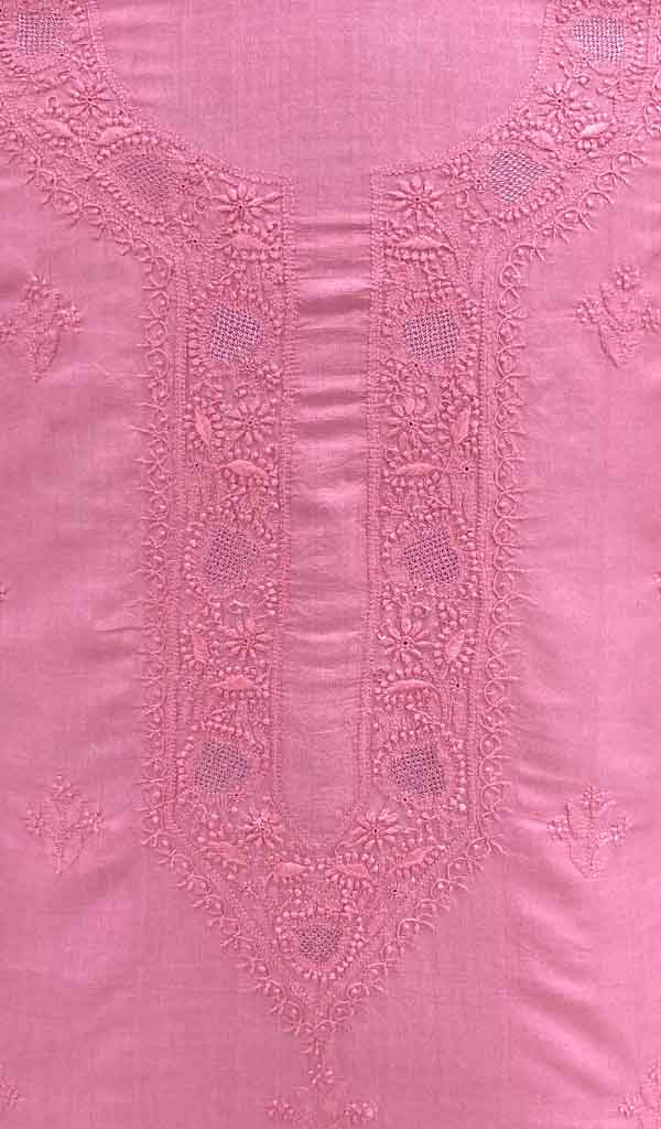 Lucknowi Handcrafted Munga Silk Chikankari Unstitched Men's Kurta Fabric - HONC017976