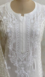 将图像加载到图库查看器中, Women's Lucknowi Handcrafted Off White Chanderi Silk Chikankari Kurti - HONC021206