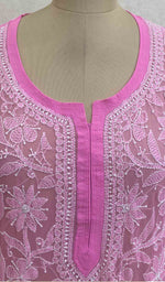Load image into Gallery viewer, Women's Lucknowi Handcrafted Faux-Georgette Chikankari Top - HONC037189