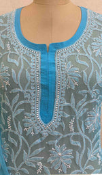 Load image into Gallery viewer, Women's Lucknowi Handcrafted Faux-Georgette Chikankari Top - HONC037199