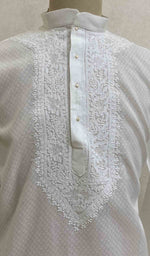 Load image into Gallery viewer, Men's Lucknowi Handcrafted Cotton Chikankari Kurta - HONC021590