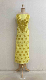 Load image into Gallery viewer, Women's Lakhnavi Handcrafted Kota Cotton Chikankari Unstitched Kurti Fabric - HONC031300