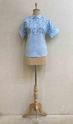 Load image into Gallery viewer, Women's Lakhnavi Handcrafted Cotton Chikankari Shirt Top - HONC054572