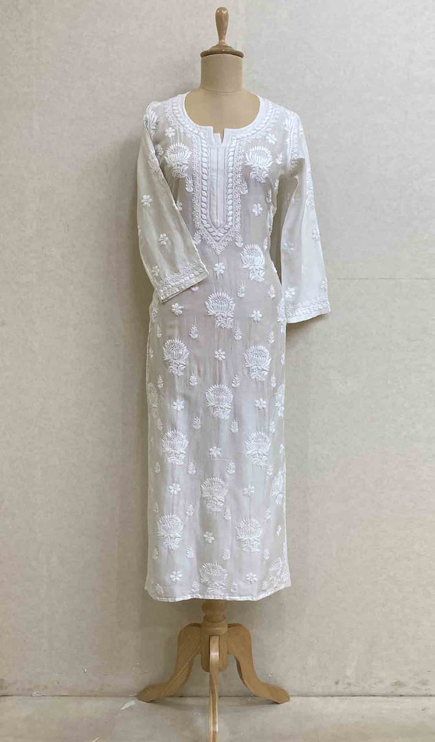 Sufi Women's Lucknowi Handcrafted Chanderi Silk Chikankari Kurti - HONC041949