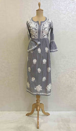 Load image into Gallery viewer, Women's Lucknowi Handcrafted Cotton Chikankari Dress - HONC060175