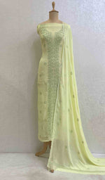 Load image into Gallery viewer, Women's Lakhnavi Handcrafted Viscose Georgette Chikankari Kurta And Dupatta Set - HONC042708