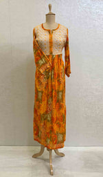 Load image into Gallery viewer, Women's Lucknowi Handcrafted Printed Modal Cotton Chikankari Dress - HONC059659