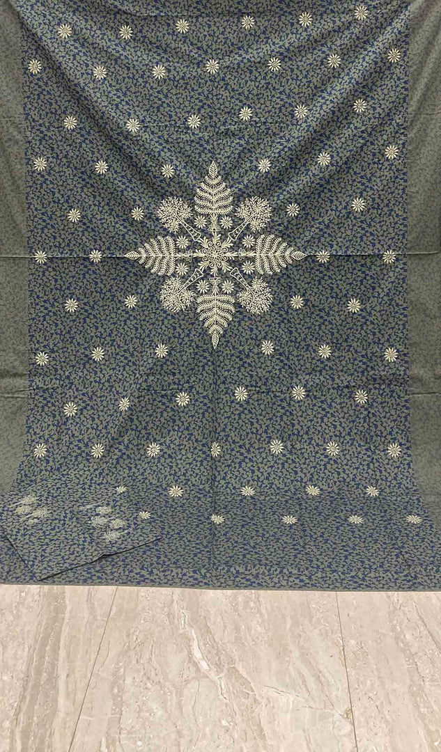 لکھنوی دستکاری کاٹن چکنکاری بیڈ شیٹ سیٹ - HONC043436