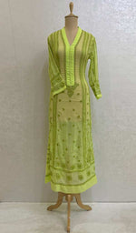 Load image into Gallery viewer, Bareeka Women's Lakhnavi Handcrafted Faux-Georgette Chikankari Anarkali Dress - HONC041795