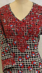 Load image into Gallery viewer, Women's Lakhnavi Handcrafted Crepe Chikankari Top - HONC067296