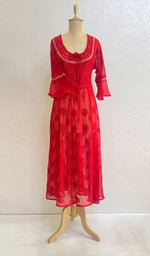 Load image into Gallery viewer, Aadab Women&#39;s Lucknowi Handcrafted Faux-Georgette Chikankari Anarkali Dress - HONC038969
