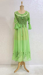 Load image into Gallery viewer, Aadab Women's Lakhnavi Handcrafted Faux-Georgette Chikankari Anarkali Dress