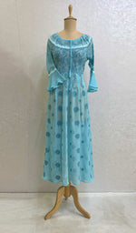 Load image into Gallery viewer, Aidah Women's Lakhnavi Handcrafted Faux-Georgette Chikankari  Anarkali Dress- HONC038979
