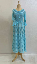 Load image into Gallery viewer, Aidah Women's Lakhnavi Handcrafted Faux-Georgette Chikankari  Anarkali Dress - HONC038920