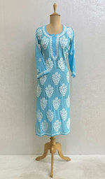 将图像加载到图库查看器中, Lucknowi 手工莫代尔棉 Chikankari Kurti - HONC075148