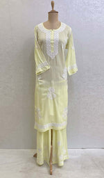 Load image into Gallery viewer, Women's Lakhnavi Handcrafted Modal Cotton Chikankari Kurta And Palazzo Set - HONC056779