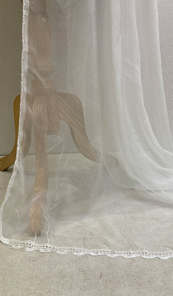 دونوں طرف کروشیٹ بارڈر کے ساتھ شفان دوپٹہ - Nchiffon.P