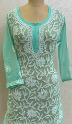Load image into Gallery viewer, Women's Lakhnavi Handcrafted Faux - -Georgette Chikankari Top - HONC093087