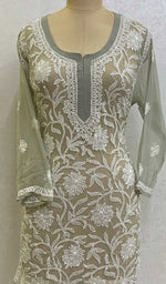 Load image into Gallery viewer, Women's Lakhnavi Handcrafted Fox-Georgette Chikankari Top - HONC093119