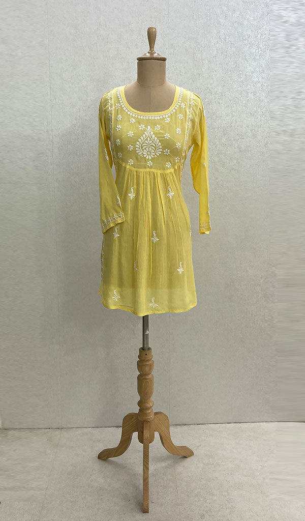 Women's Lucknowi Handcrafted Modal Cotton Chikankari Tunics - HONC098361
