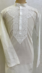 Load image into Gallery viewer, Men's Lucknowi Handcrafted Cotton Chikankari Kurta - HONC078945
